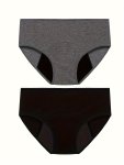 2PCS Menstrual Period Panties Comfy & Breathable Full-coverange Anti-leak Panties Women's Lingerie & Underwear