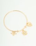 Goldair Gold Butterfly Heart & Flower Charm Adjustable Bangle