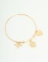 Goldair Gold Butterfly Heart & Flower Charm Adjustable Bangle