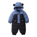 New Upgraded Toddler Hooded Snow Suit Kids Infants Thicken Quilted Thermal Baby Winter Outdoor Activities Fashion Snowsuit Blue