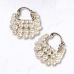MINI Pearl Bag Hoop Earrings - Silver Free