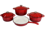 Smte Gb 7PSC Cast Iron Pot Set cookware Set Red With Keychain