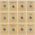 Luminous 12 Constellation Symbol Pendant Necklace Retro Moon Pendant Short Necklace With Blessing Card For Eid Ramadan For Music