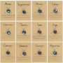 Luminous 12 Constellation Symbol Pendant Necklace Retro Moon Pendant Short Necklace With Blessing Card For Eid Ramadan For Music Festival
