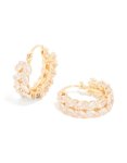 Goldair Gold Cubic Zirconia Floral Hoop Earrings