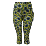 High Waist Funky 3 4 Leggings - Sunflowers - Ladies L - 36