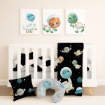 Space Cot Bedding Set Dino Black