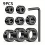 9pcs Drill Bit Positioner Set - Small Wrench Depth Stop Ring & Drill Bit Limiter (3-16mm) For Woodworking