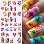 2PCS Elegant Blooming Lily Nail Art Stickers - Colorful Floral Design Self-adhesive Sliders For Women & Girls Perfect For Manicu