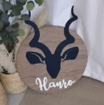 Wooden Name Board In Theme Buck Theme Navy With Name