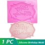 1PC Happy Birthday Chocolate Mold 3D Silicone Mold Candy Mold Fondant Mold For Diy Cake Decorating Tool Baking Tools Kitchen Gadgets Kitchen Accessories Home