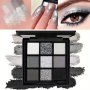 Smoky Eyeshadow Palette 9 Colors True Black Dark Grey Smokey Goth Makeup Pallet 9 Soft Matte Shimmer Glitter High Pigmented Basic Black White Gray