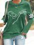 Dog & Paw Print T-Shirt Casual Long Sleeve Top For Spring & Fall Women's Clothing