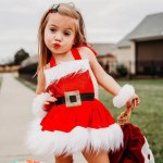 Santa Romper With Fux Fur Tutu