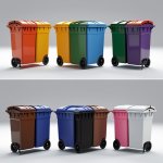 Yellow 1000 Liter Wheelie Bin