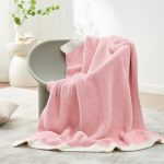 Snuggle Sac Pink Throw Blankets For Couch Reversible Super Soft Warm Microfiber Blankets Cozy Knit Fuzzy Plush Lightweight Fluff