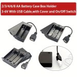 2PCS Aa Battery Holder Aa Battery Box Aa Battery Case With USB Power Port With Cover With Switch With 2 3 4 6 8 Slot Diy