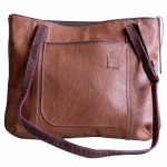Genuine Leather Handbag Brown & Maroon