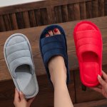 Solid Color Fluffy Home Slippers Soft Sole Lightweight Fluffy Bedroom Shoes Open Toe Non-slip Floor Slippers