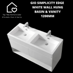 Gio Simplicity Edge White Wall Hung Basin & Vanity - 1200MM