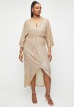 Knot Detail Sequin Midi Dress - Clear Champagne.