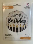 Happy Bday White black Candle 18INCH