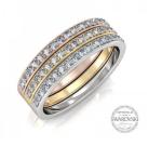 DESTINY 925 Sterling Silver Trinity Ring Set Embellished With Swarovski Crystals - Size 5