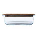 Rect Glass Lunch Box W wdn Lid 1L