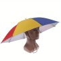 Wearable Colorful & Camouflage Hat Umbrella Waterproof & Windproof Casual Durable Umbrella For Men & Women