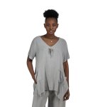 Button Knot Pointy Edge Top - Light Grey L xl