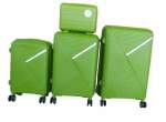 Smte Unbreakable 4-PCS Hard Shell Pp Luggage Set Green Spinner Wheels With Keychain