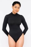 Women’s Turtle Neck Long Sleeve Bodysuit Open Back