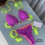 Brazilian Push Up Bikini - Lilac Neon Yellow - Small