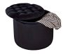 Baroque Tufted Lid Black Velvet Round Ottoman With Storage