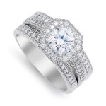 Chet Sterling Silver & Cubic Zirconia Alexia Triple Set Ring