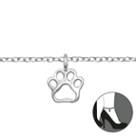 C846-C31116 - 925 Sterling Silver Paw Print Ankle Chain