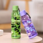 Camouflage Water Cup Portable Plastic Cup With Carabiner Outdoor Sports Water Bottle