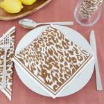 Animal Print Linen-look Napkin 25 Pack - Brown