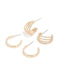 Goldair Gold Plain & Split Open Hoop Earrings 2-PACK