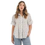 Polka Dot Print Oversized Shirt - Cream Free