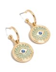 Goldair Gold Evil Eye Pendant Huggie Earrings