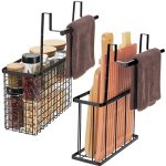Ymccool 2 Pack Cabinet Door Organizer Over The Cabinet Door Organizer With Towel Bars Hang Over Cabinet Door Storage Kitchen Cab