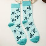 1 Pair Music Festival Cartoon Turtle Print Socks Comfy & Breathable Mid Tube Socks Women's Stockings & Hosiery