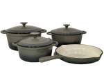Zs - 7 Piece Cast Iron Pot Set - White