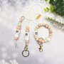 1PC Teacher's Day Gift Silicone Beaded Wristlet Keychain Bangle Key Chain Cute Id Badge Holder Bag Charm Phone Lanyard Gift For Teachers