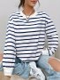 Stripes Print Crew Neck Pullover Sweater Elegant Long Sleeve Knitted Sweater For Fall & Winter Women's Clothing