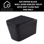 Gio Sintra Black Wall Hung Rimless Toilet With Soft Close Seat - Pan Only