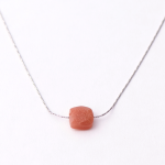 Silver Rose Gem Pendant Necklace - Rose Quartz