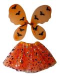 2 Piece Halloween Fairy Dress Up Tutu Skirt With Bat Decorated Wings