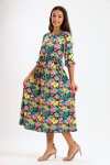 Ladies Aria Floral Printed 3 4 Sleeve Midaxi Dress